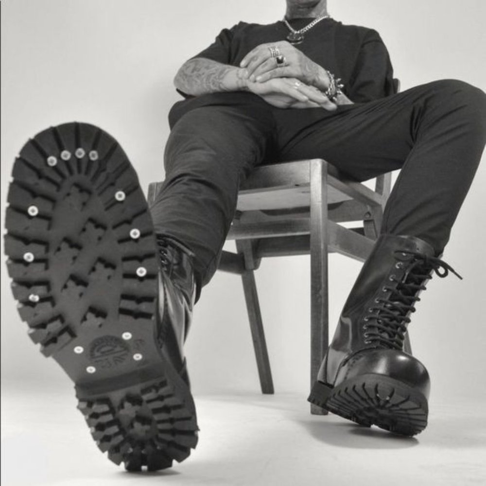 Underground Commando Steel Cap Black Leather Boots